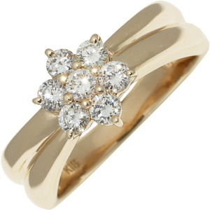 LuxUness K18YG Yellow Gold Diamond Ring Metal Ring
